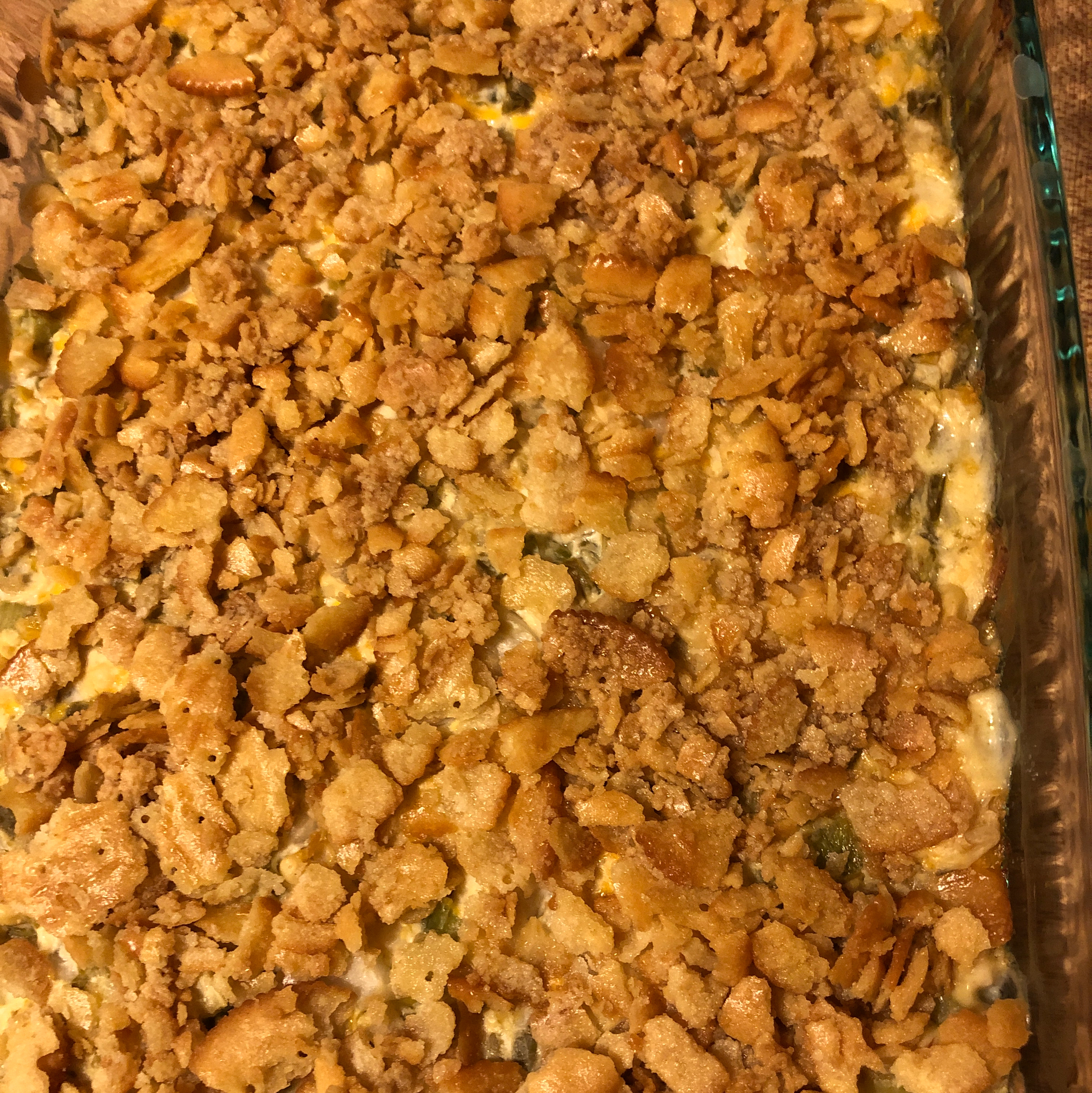 corn casserole with ritz crackers and cream cheese